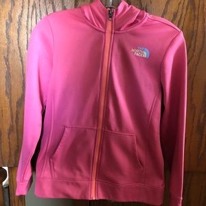North Face girls large zip up pink sweatshirt